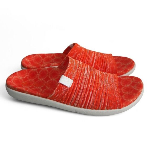 Spenco Odessa Fauna Orthopedic Slide Sandals Orange / White Women's 9B - Picture 4 of 10